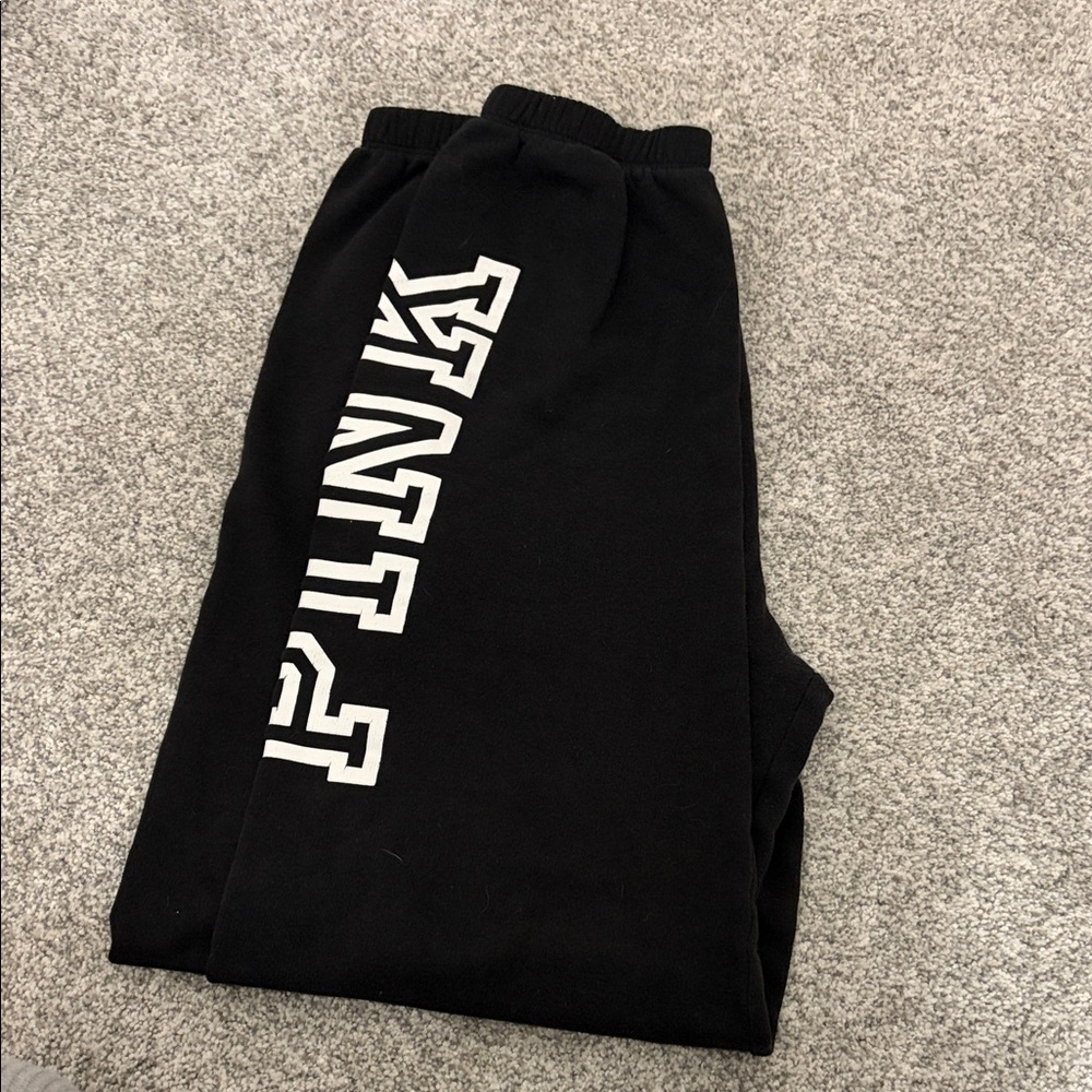 Woman’s Black Sweatpants with White Side Logo